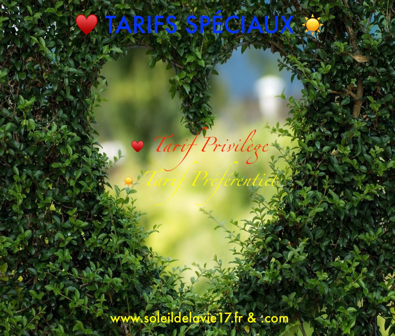 ♥️ TARIFS SPÉCIAUX ☀️ 